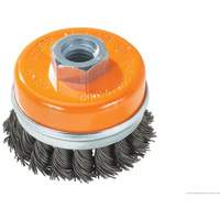 Knot-Twisted Wire Cup Brush with Ring, 4" Dia. x 5/8"-11 Arbor Dufferin Supply