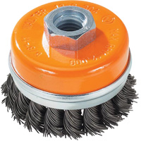 Knot-Twisted Wire Cup Brush with Ring, 3" Dia. x 5/8"-11 Arbor Dufferin Supply