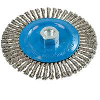 Brosse &agrave; fils &eacute;troits nou&eacute;s et torsad&eacute;s, Dia. 6", Fils 0,02", Arbre 5/8"-11, Aluminium/Acier inoxydable Dufferin Supply