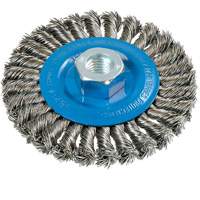 Brosse rotative &agrave; fils nou&eacute;s large, Dia. 4-1/2", Fils 0,02", Arbre 5/8"-11, Aluminium/Acier inoxydable Dufferin Supply