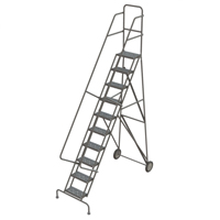 Steel Rolling Ladder, 10 Steps, 16" Step Width, 100" Platform Height, Steel Dufferin Supply
