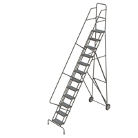 Steel Rolling Ladder, 12 Steps, 16" Step Width, 120" Platform Height, Steel Dufferin Supply