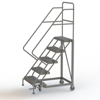 Safety Slope Rolling Ladder, 5 Steps, Serrated, 50° Incline, 50" High Dufferin Supply