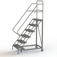 Safety Slope Rolling Ladder, 6 Steps, Serrated, 50° Incline, 60" High Dufferin Supply