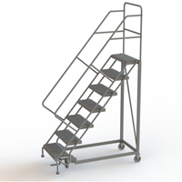 Safety Slope Rolling Ladder, 7 Steps, Serrated, 50° Incline, 70" High Dufferin Supply