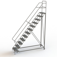 Safety Slope Rolling Ladder, 12 Steps, Serrated, 50° Incline, 120" High Dufferin Supply