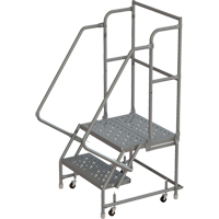 Deep Top Step Rolling Ladder, 2 Steps, 16" Step Width, 20" Platform Height, Steel Dufferin Supply