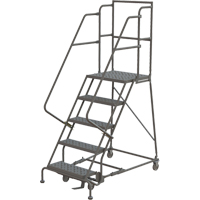 Deep Top Step Rolling Ladder, 5 Steps, 16" Step Width, 50" Platform Height, Steel Dufferin Supply