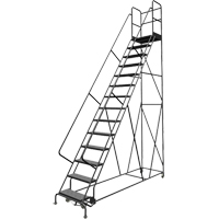 Deep Top Step Rolling Ladder, 14 Steps, 24" Step Width, 140" Platform Height, Steel Dufferin Supply