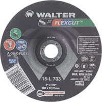 Flexcut Depressed Centre Grinding Wheels, 7", 36 Grit, Aluminum Oxide, 7/8", 8600 RPM, Type 29 Dufferin Supply