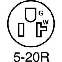 2-Pole 3-Wire Grounding Straight Blade Connector, 5-20P, Nylon Dufferin Supply