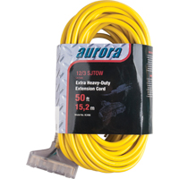 Vinyl Extension Cord with Light Indicator, Outdoor, SJTOW, 12/3 AWG, 15 A, 3 Outlet(s), 50' Dufferin Supply