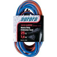 TPE-Rubber Extension Cord With Light Indicator, All-Weather, SJEOW, 12/3 AWG, 15 A, 25' Dufferin Supply