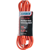 Extension Cord, Indoor/Outdoor, SJTW, 16/3 AWG, 13 A, 15' Dufferin Supply