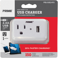 Prime&reg; USB Charger with Surge Protector Dufferin Supply