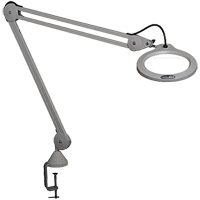 Magnifying Lamp, 5 Diopter, LED Light, 45" Arm, C-Clamp, Grey Dufferin Supply