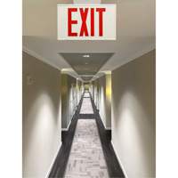 Exit Sign, LED, Battery Operated/Hardwired, 12-1/5" L x 7-1/2" W, English XI788 | Dufferin Supply