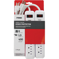 Surge Protector 2-Pack, 6 Outlets, 400 J, 1875 W, 1.5' Cord XJ247 | Dufferin Supply