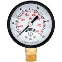 Manomètre économique,  2", 0 - 100 psi, Fixation inférieure, Analogique YB876 | Dufferin Supply