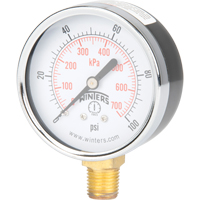 Pressure Gauge, 2-1/2" , 0 - 100 psi, Bottom Mount, Analogue YB882 | Dufferin Supply